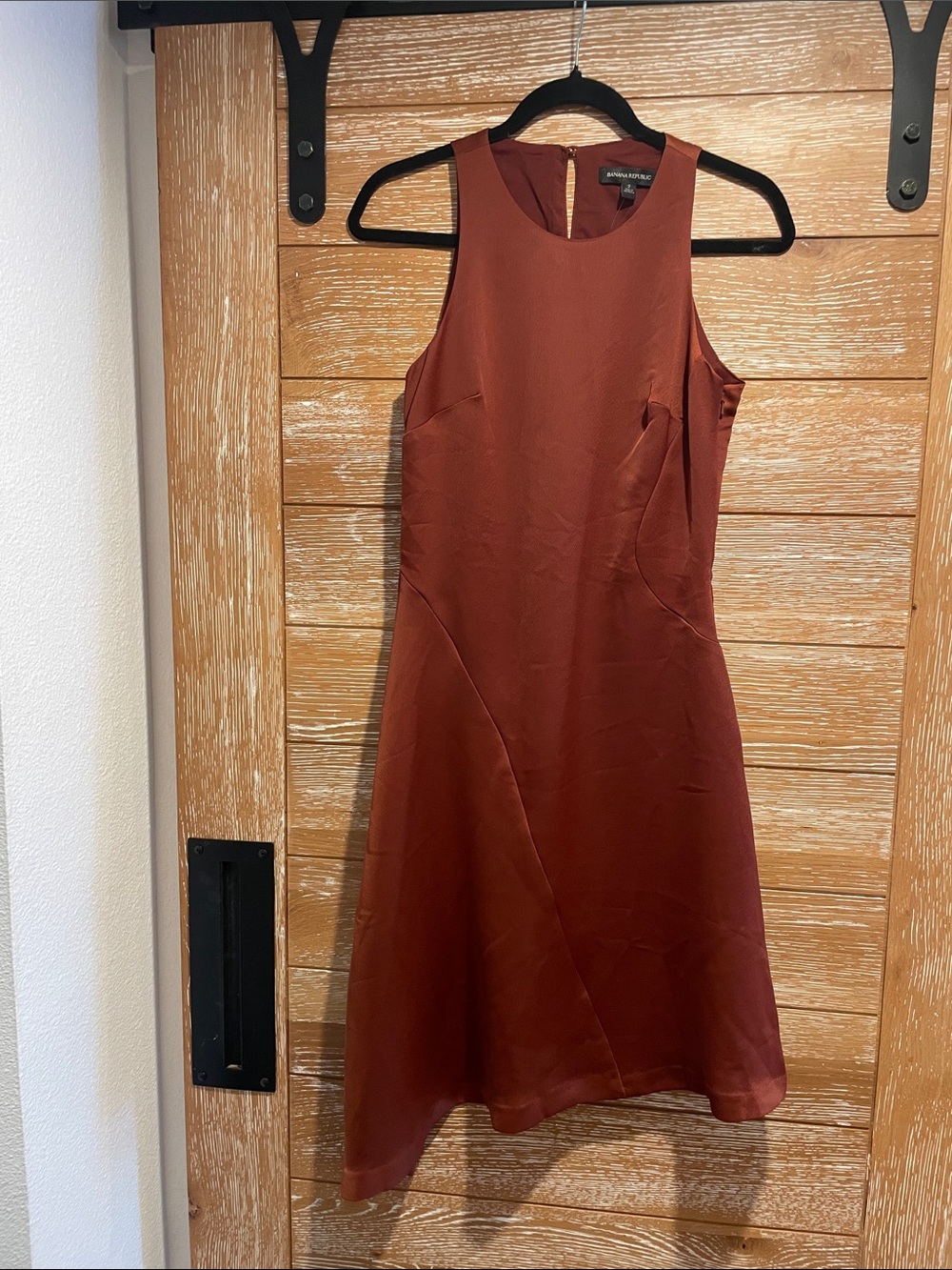 Banana Republic Sleeveless A-Line Dress in Rust Red
